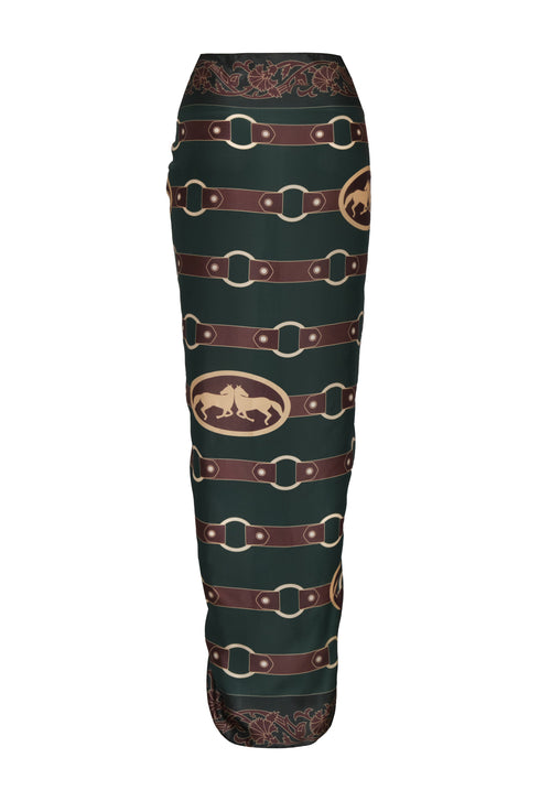 De La Falaise Cotton Silk Sarong / Green Horse Reins